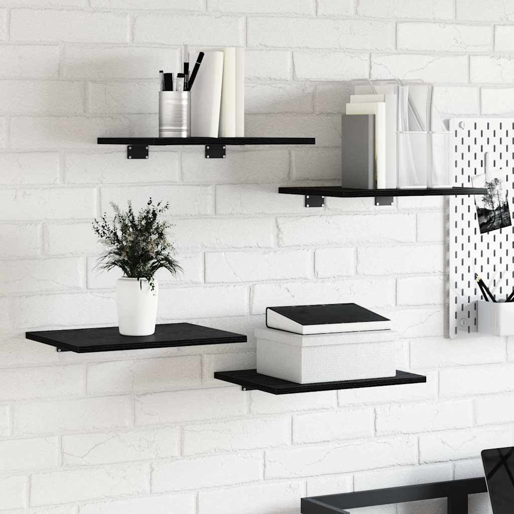 Étagère à livres 4 pcs Noir 40 x 30 x 1.5 cm Bois d'ingénierie