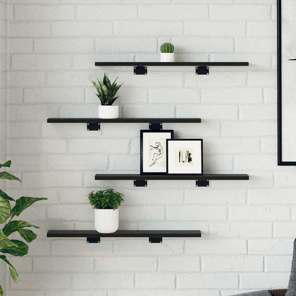 Étagère à livres 4 pcs Noir 60 x 10 x 1.5 cm Bois d'ingénierie