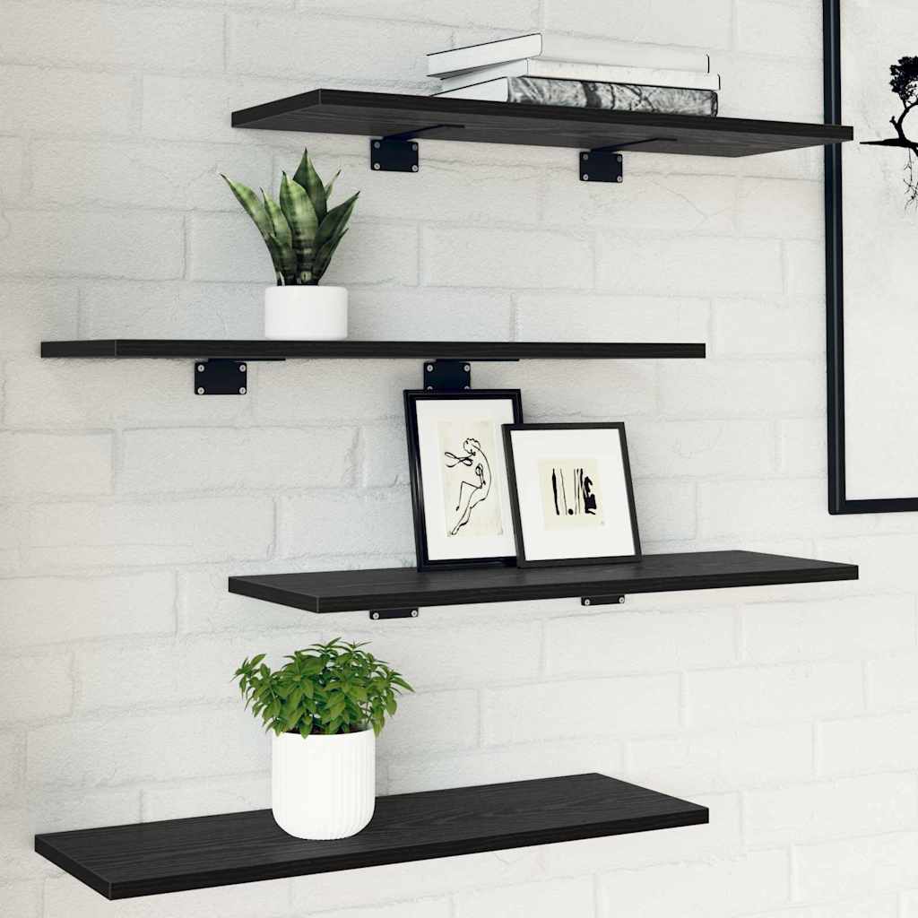 Étagère à livres 4 pcs Noir 60 x 20 x 1.5 cm Bois d'ingénierie