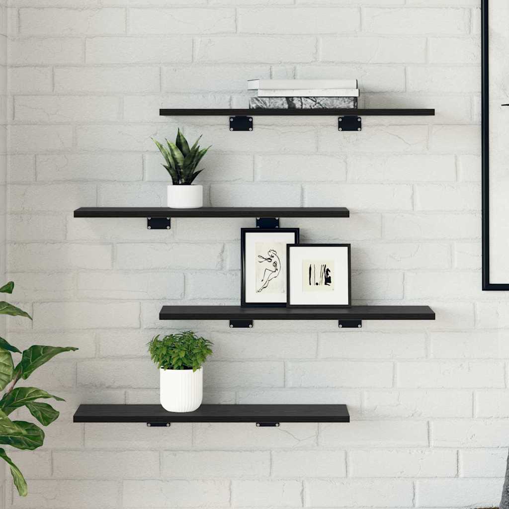 Étagère à livres 4 pcs Noir 60 x 20 x 1.5 cm Bois d'ingénierie