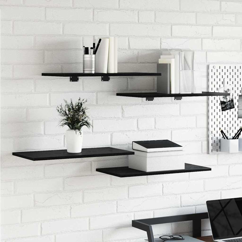 Étagère à livres 4 pcs Noir 60 x 30 x 1.5 cm Bois d'ingénierie
