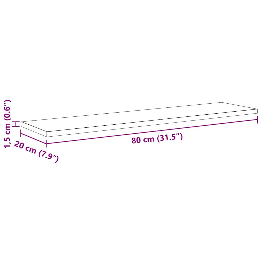 Étagère à livres 4 pcs Noir 80 x 20 x 1.5 cm Bois d'ingénierie