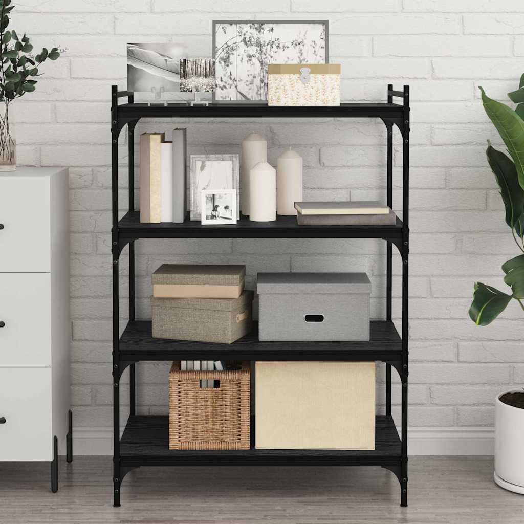 Étagère à livres 4 pcs Noir 80 x 40 x 1.5 cm Bois d'ingénierie