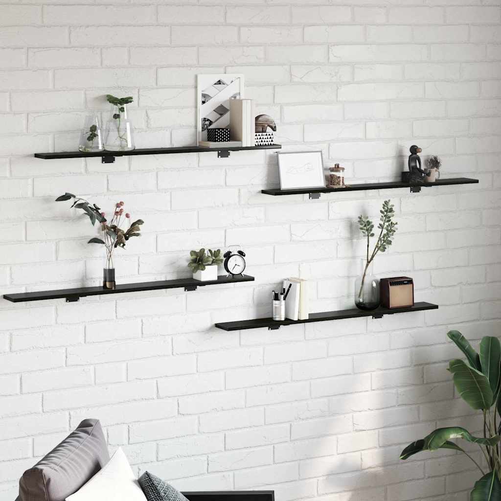 Étagère à livres 4 pcs Noir 100 x 10 x 1.5 cm Bois d'ingénierie