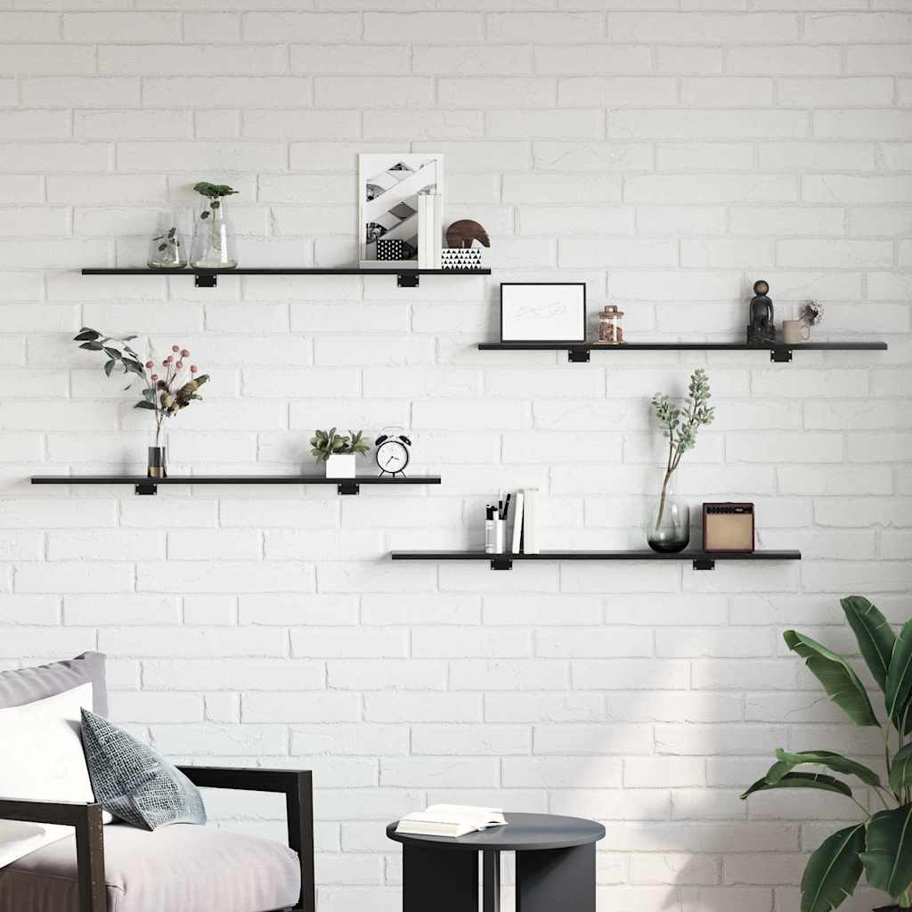 Étagère à livres 4 pcs Noir 100 x 10 x 1.5 cm Bois d'ingénierie
