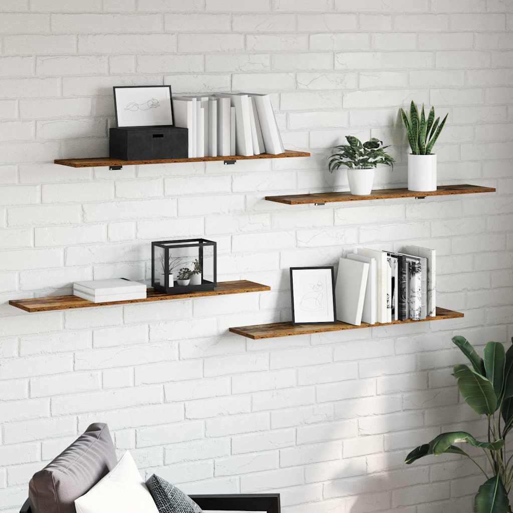 Étagère à livres 4 pcs Marron 100 x 20 x 1.5 cm