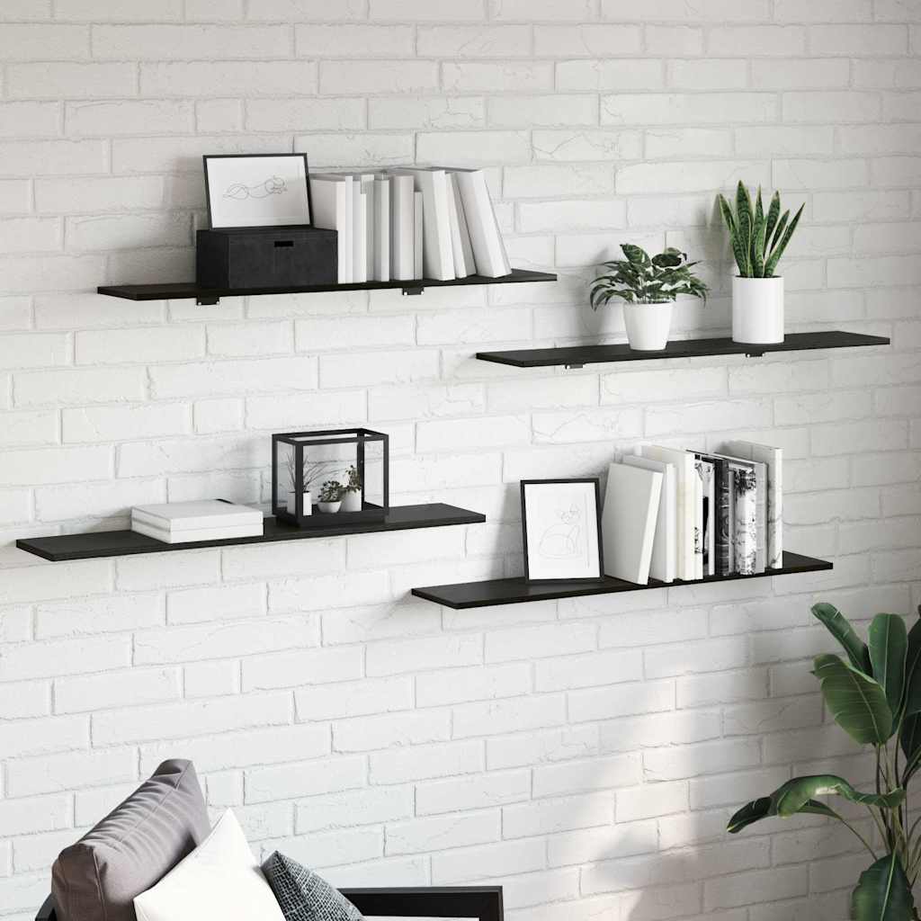 Étagère à livres 4 pcs Noir 100 x 20 x 1.5 cm Bois d'ingénierie