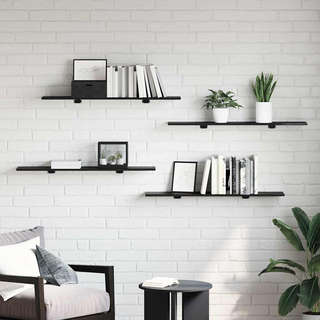 Étagère à livres 4 pcs Noir 100 x 20 x 1.5 cm Bois d'ingénierie