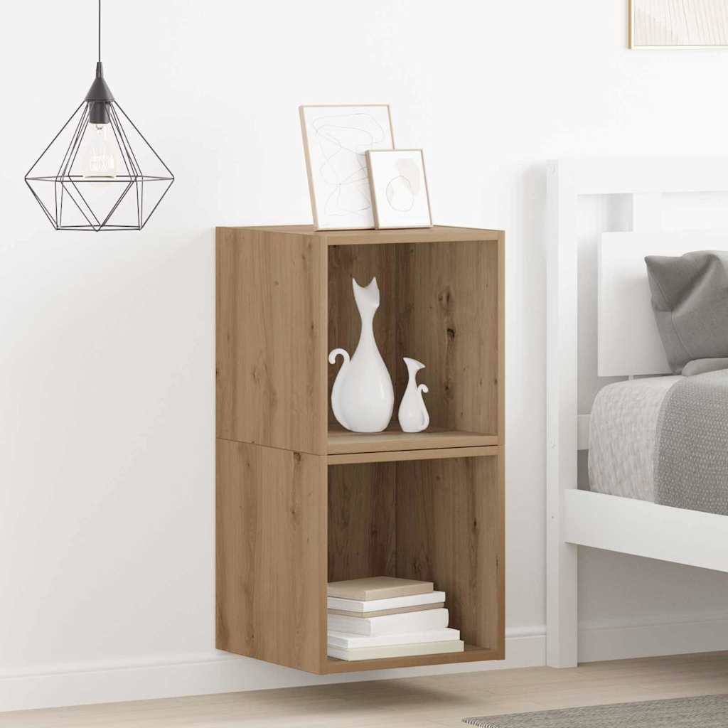 Meuble mural avec étagère 2 pcs chêne artisanal 37 x 37 x 37 cm