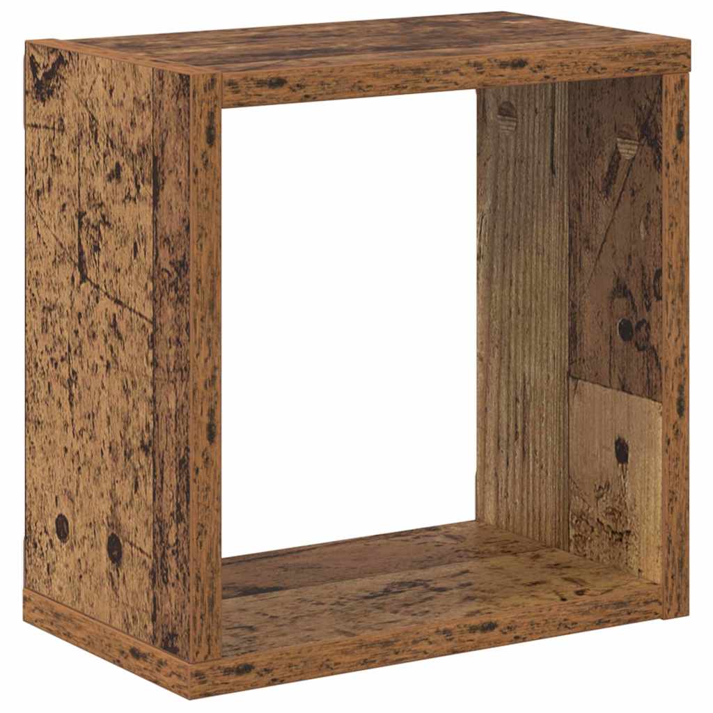 Étagères murales avec étagère 2 pcs Bois ancien 26 x 15 x 26 cm