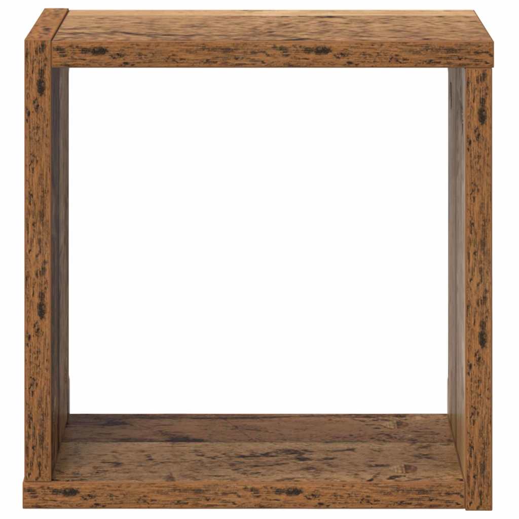 Étagères murales avec étagère 2 pcs Bois ancien 26 x 15 x 26 cm