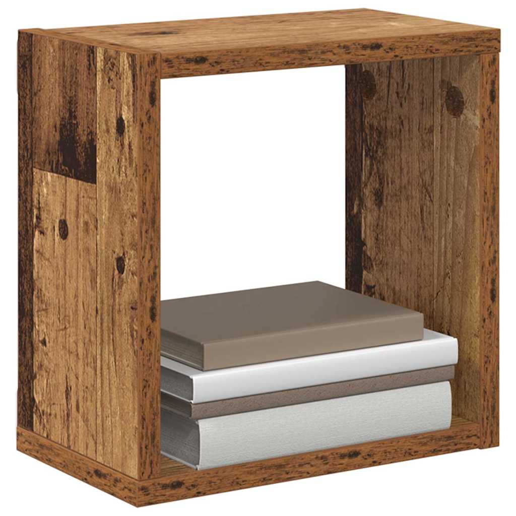 Étagères murales avec étagère 2 pcs Bois ancien 26 x 15 x 26 cm