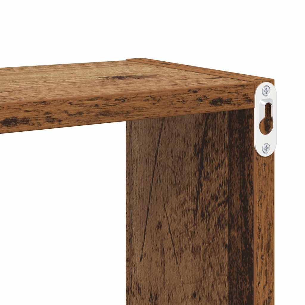 Étagères murales avec étagère 4 pcs Bois ancien 26 x 15 x 26 cm