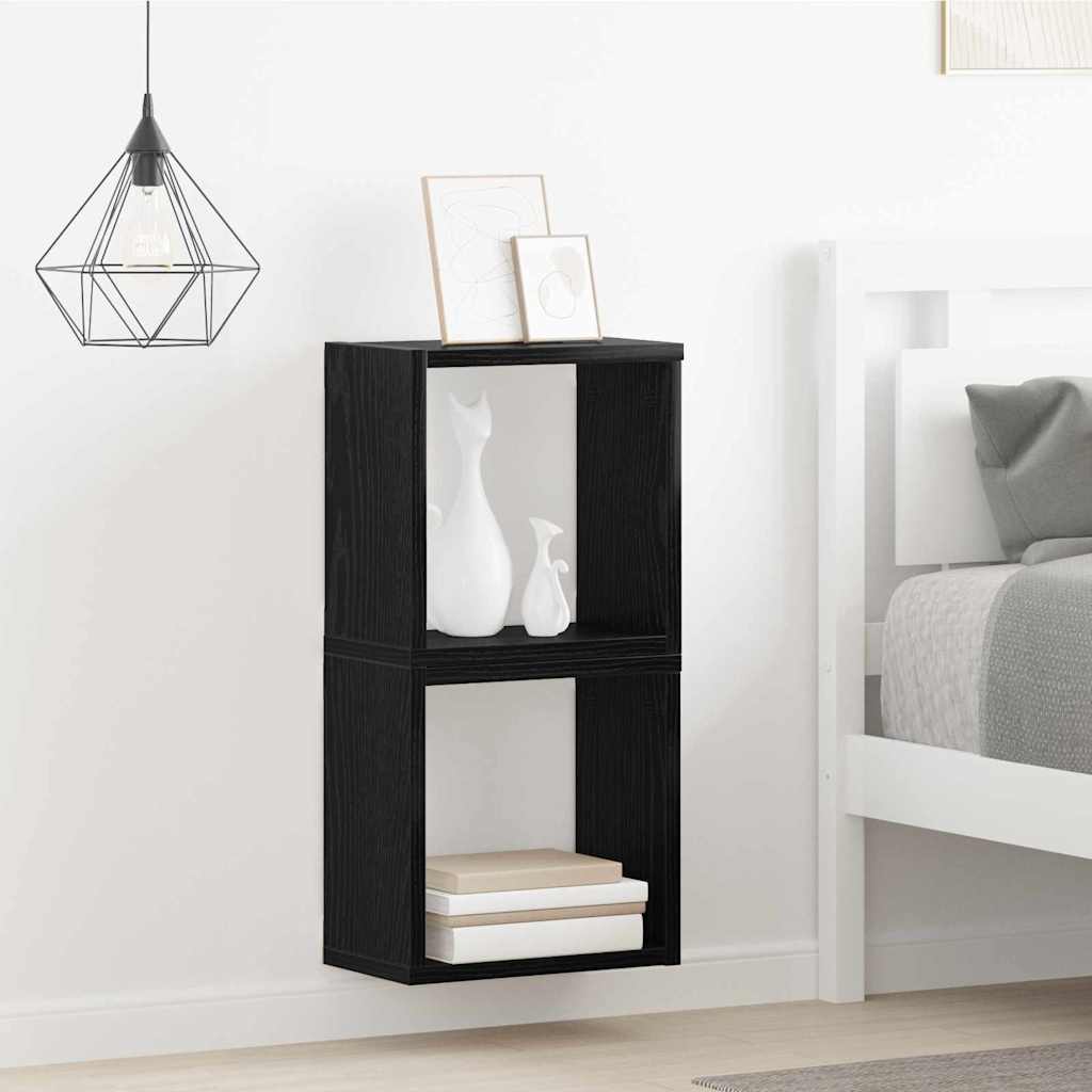 Étagères murales avec étagère 2 pcs Chêne noir 26 x 15 x 26 cm