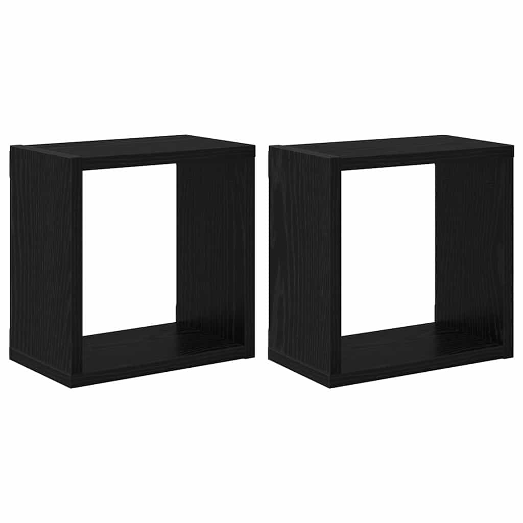 Étagères murales avec étagère 2 pcs Chêne noir 26 x 15 x 26 cm