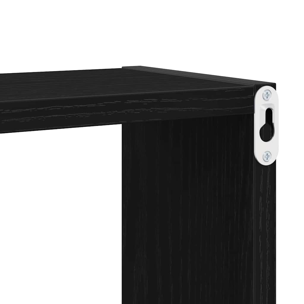 Étagères murales avec étagère 4 pcs Chêne Noir 26 x 15 x 26 cm