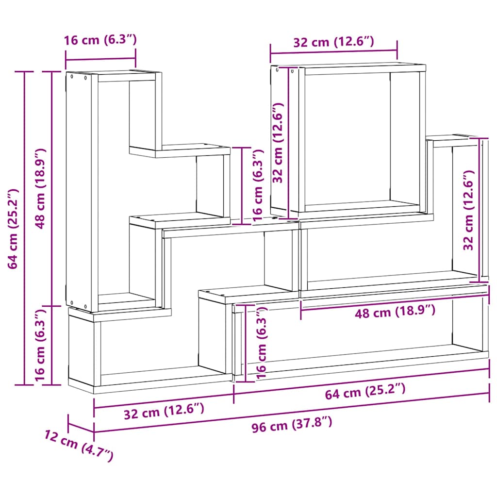 Cube mural Autre Bois ancien 96 x 12 x 64 cm Bois d'ingénierie