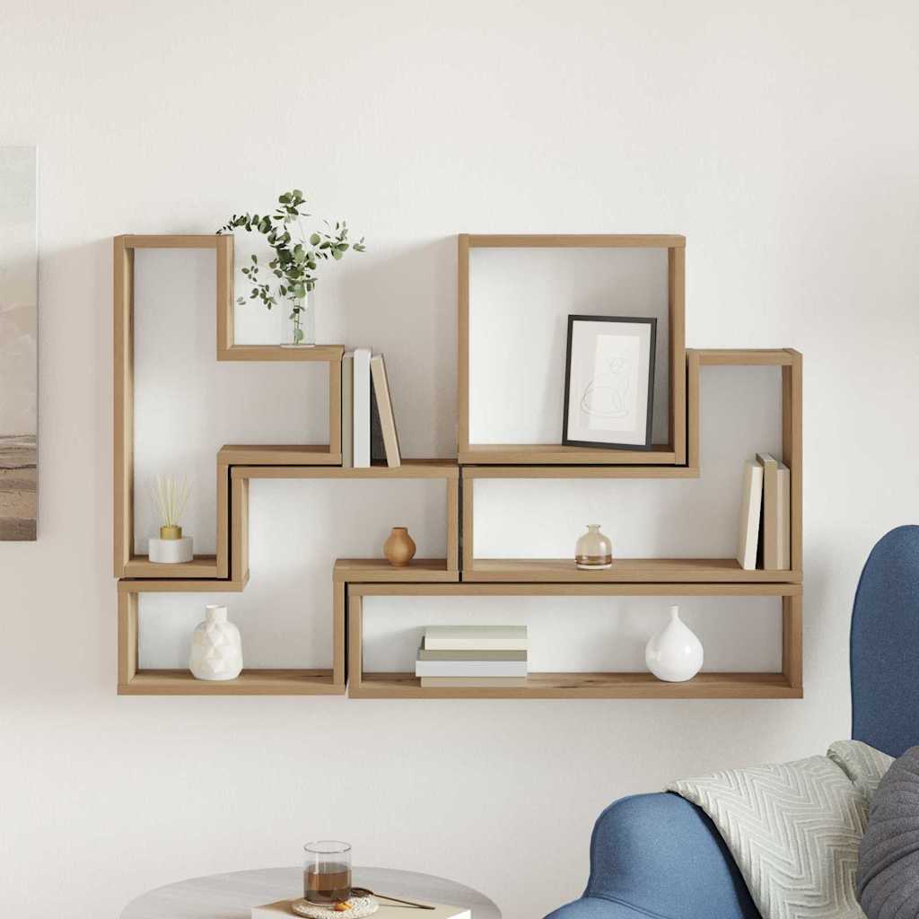Cube mural chêne artisanal 96 x 12 x 64 cm Bois d'ingénierie
