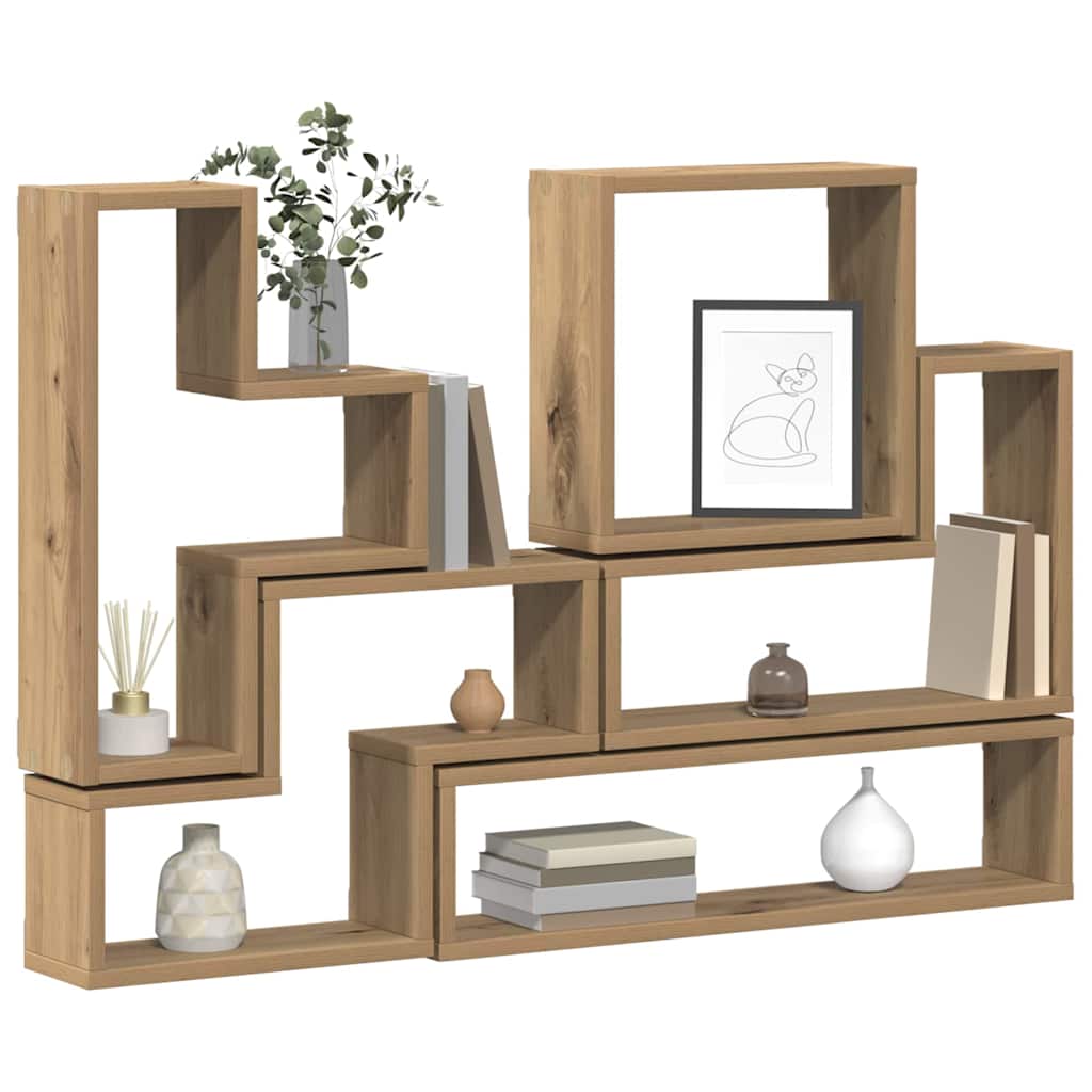 Cube mural chêne artisanal 96 x 12 x 64 cm Bois d'ingénierie