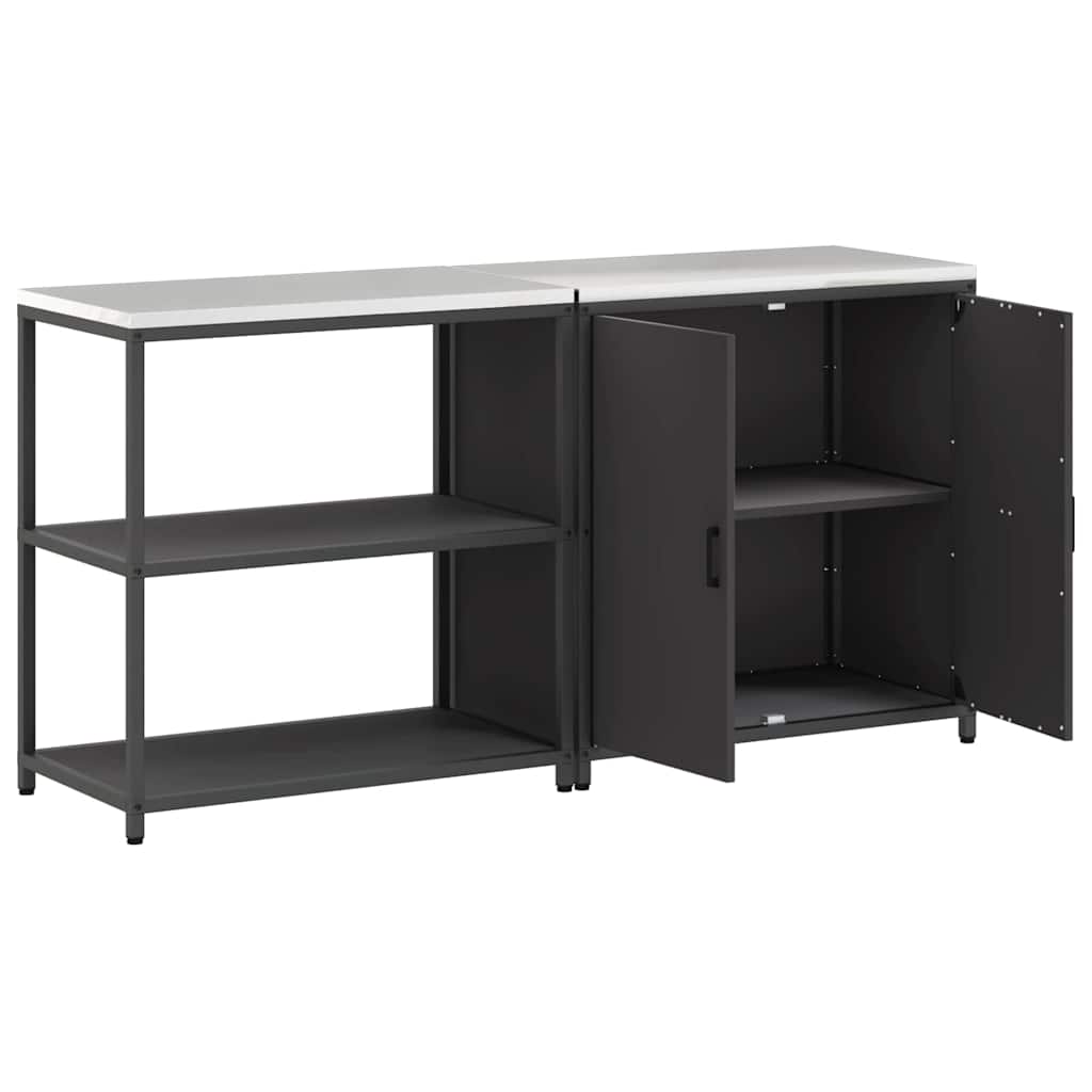 Ensemble de rangement cuisine 2 pcs Noir 180 x 50 x 92 cm