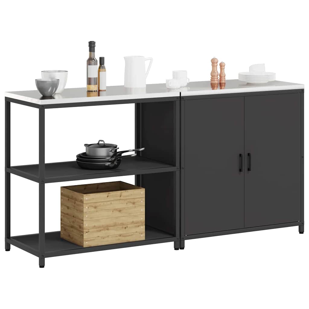 Ensemble de rangement cuisine 2 pcs Noir 180 x 50 x 92 cm