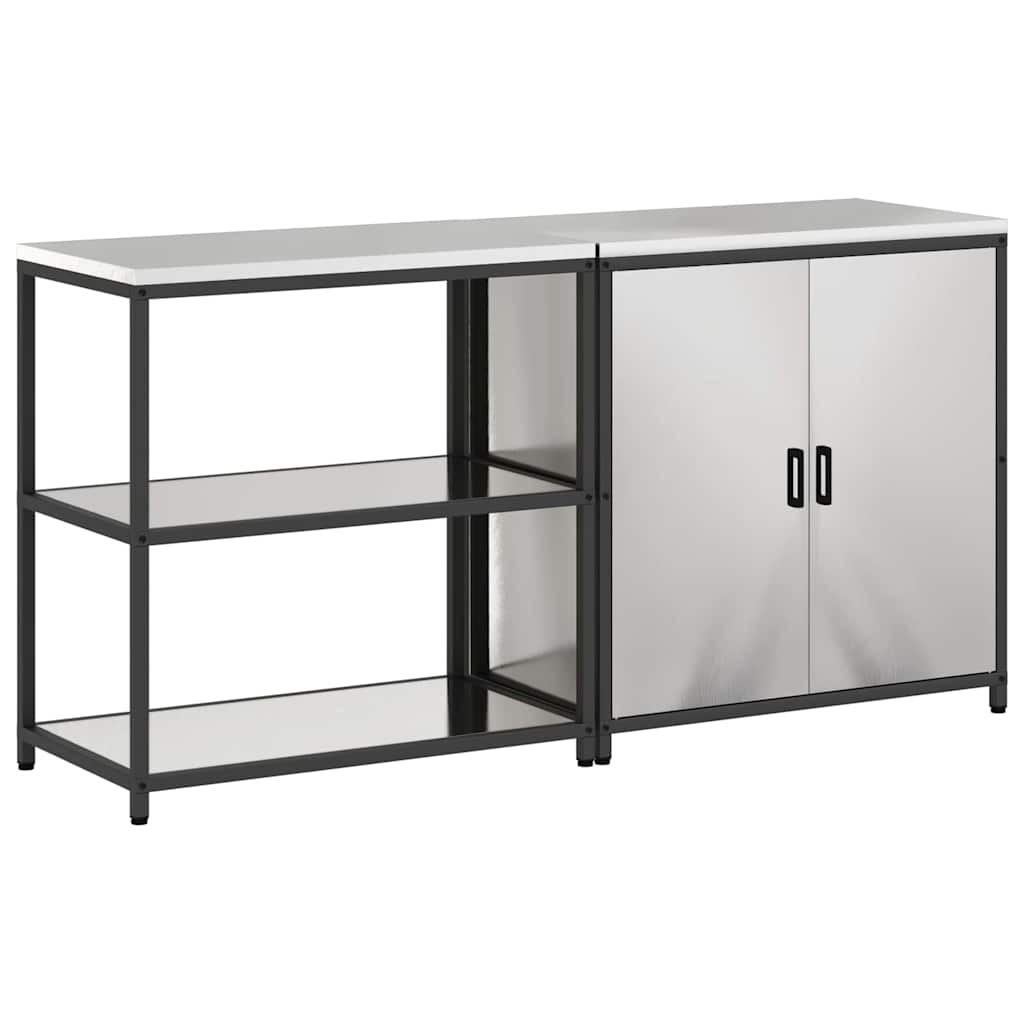Ensemble de rangement cuisine 2 pcs Argent 180 x 50 x 92 cm