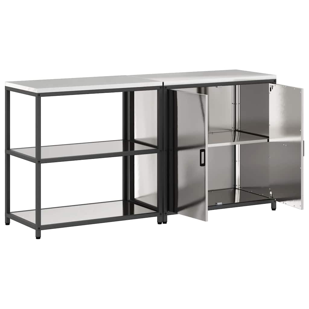 Ensemble de rangement cuisine 2 pcs Argent 180 x 50 x 92 cm