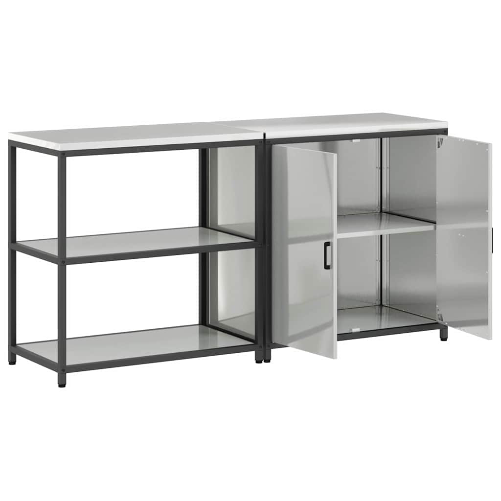 Ensemble de rangement cuisine 2 pcs Argent 180 x 50 x 92 cm
