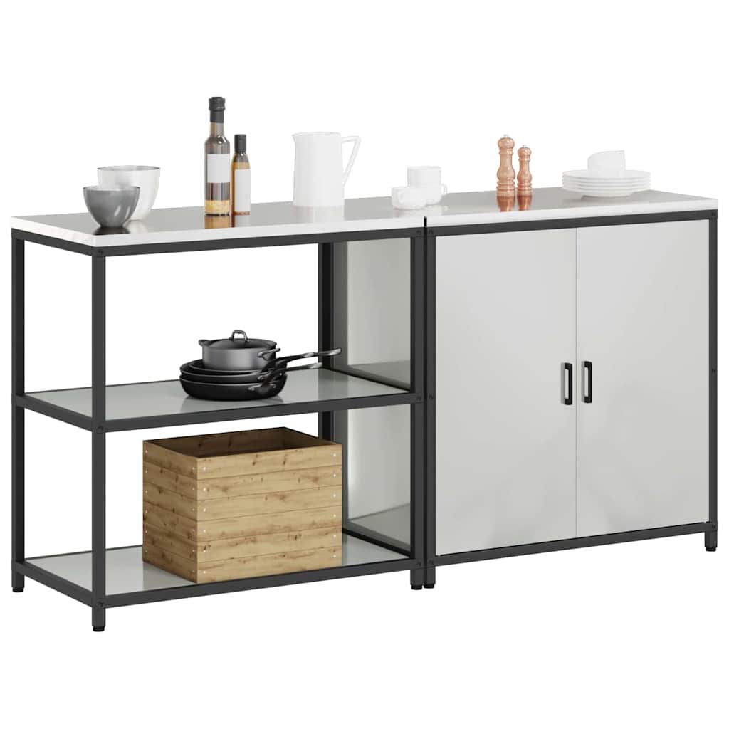 Ensemble de rangement cuisine 2 pcs Argent 180 x 50 x 92 cm