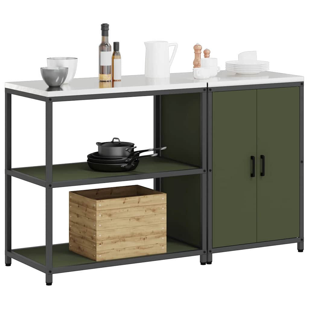 Ensemble de rangement cuisine 2 pcs Vert olive 150 x 50 x 92 cm