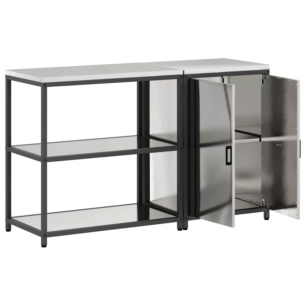 Ensemble de rangement cuisine 2 pcs Argent 150 x 50 x 92 cm