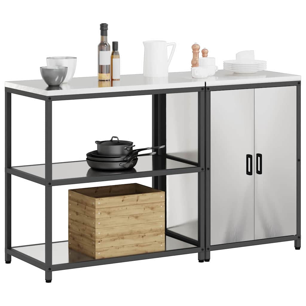 Ensemble de rangement cuisine 2 pcs Argent 150 x 50 x 92 cm