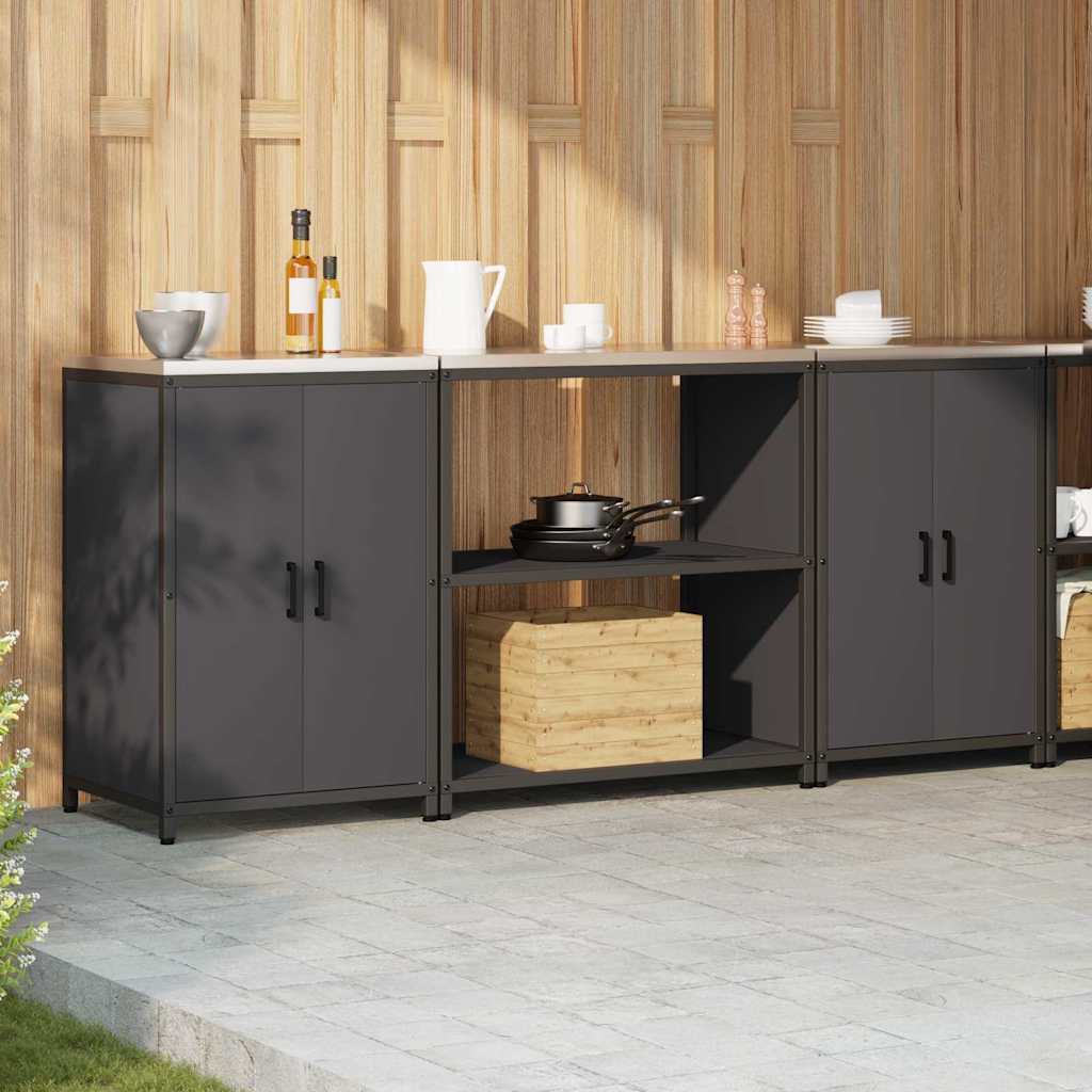 Ensemble de rangement cuisine 3 pcs Noir 210 x 50 x 92 cm
