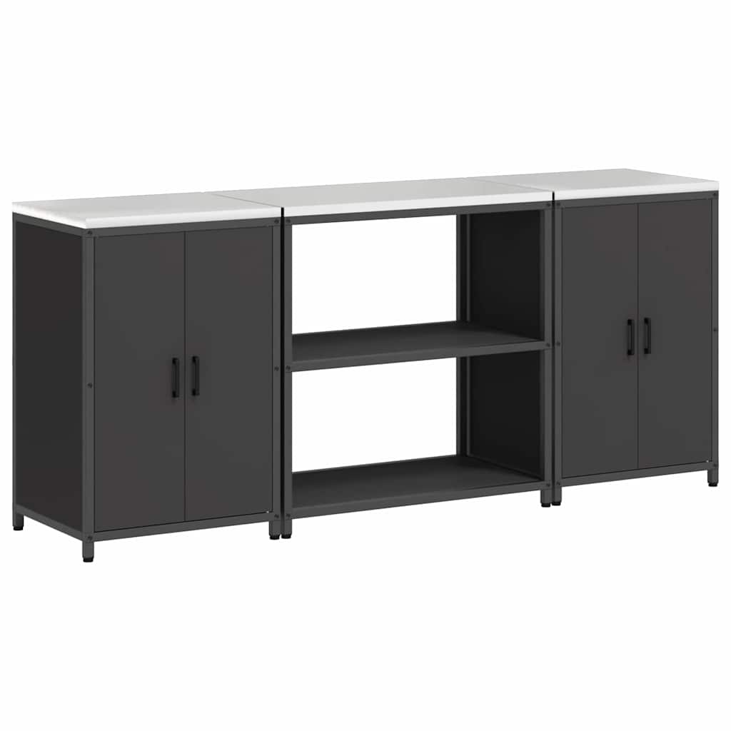 Ensemble de rangement cuisine 3 pcs Noir 210 x 50 x 92 cm
