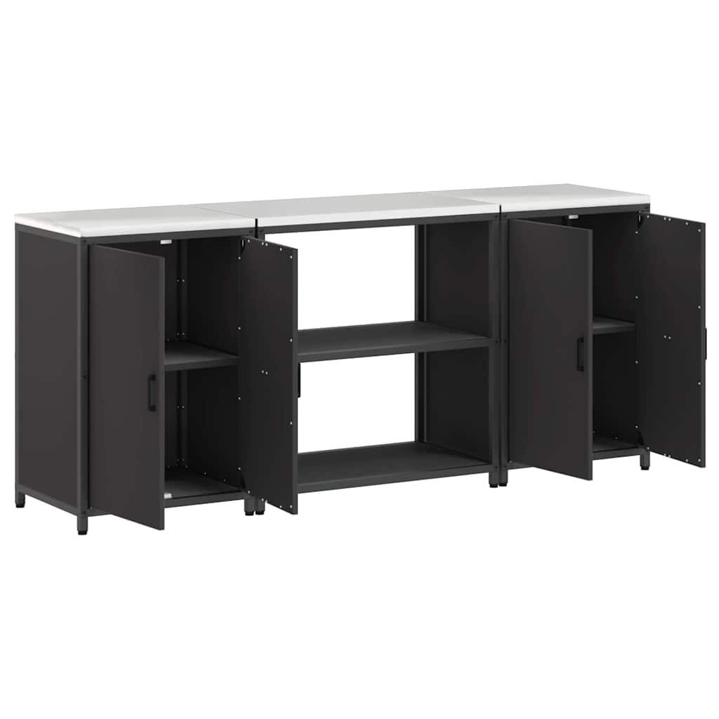 Ensemble de rangement cuisine 3 pcs Noir 210 x 50 x 92 cm