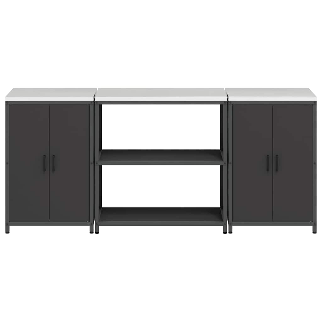 Ensemble de rangement cuisine 3 pcs Noir 210 x 50 x 92 cm