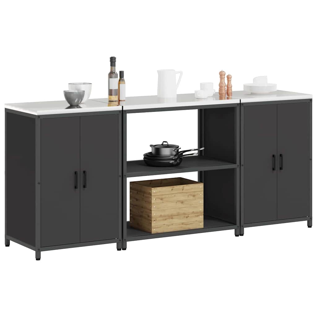 Ensemble de rangement cuisine 3 pcs Noir 210 x 50 x 92 cm