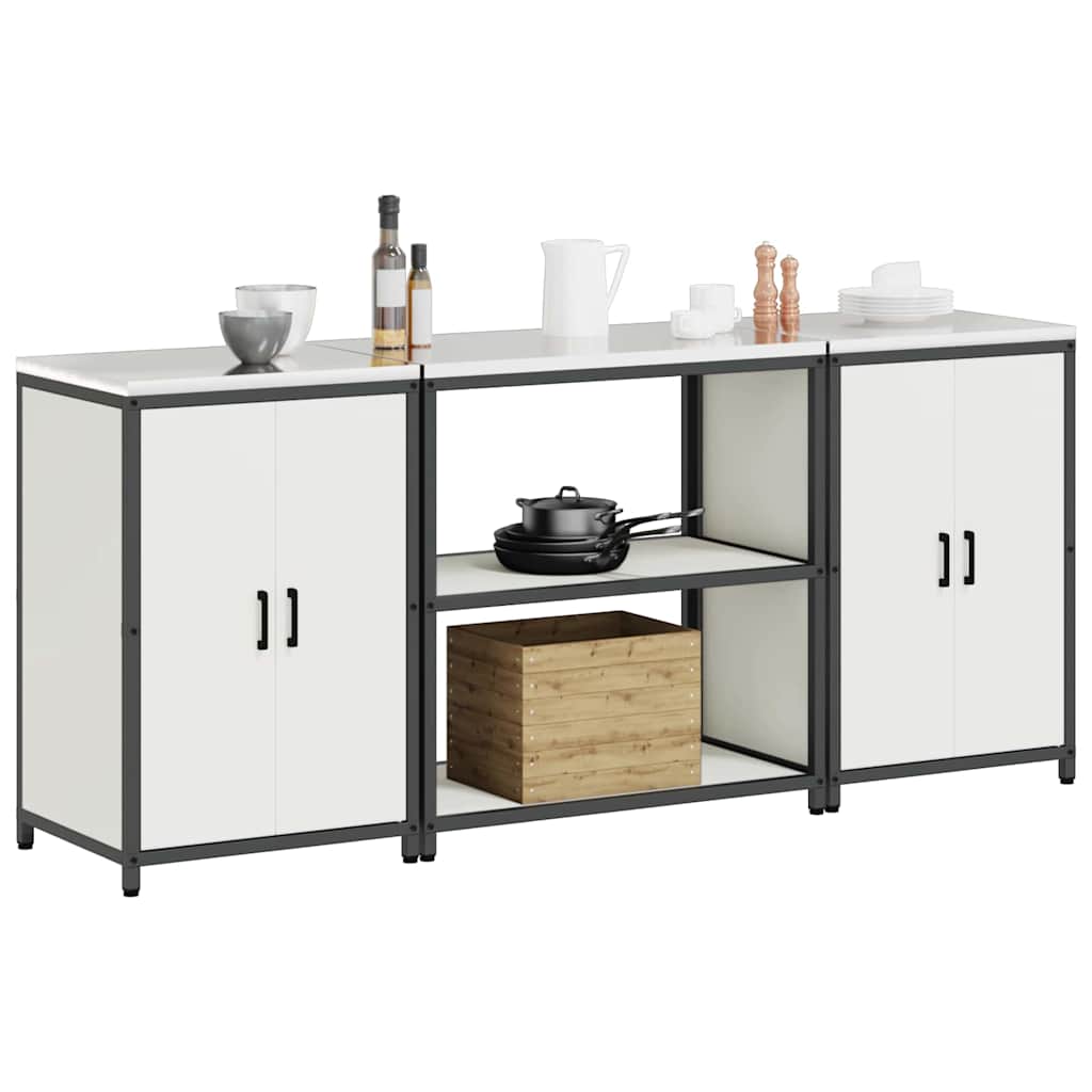 Ensemble de rangement cuisine 3 pcs Blanc 210 x 50 x 92 cm