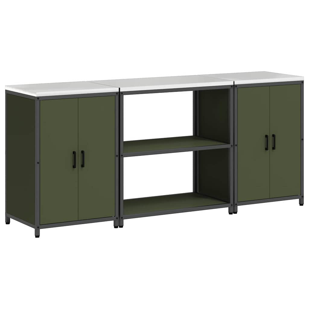 Ensemble de rangement cuisine 3 pcs Vert olive 210 x 50 x 92 cm