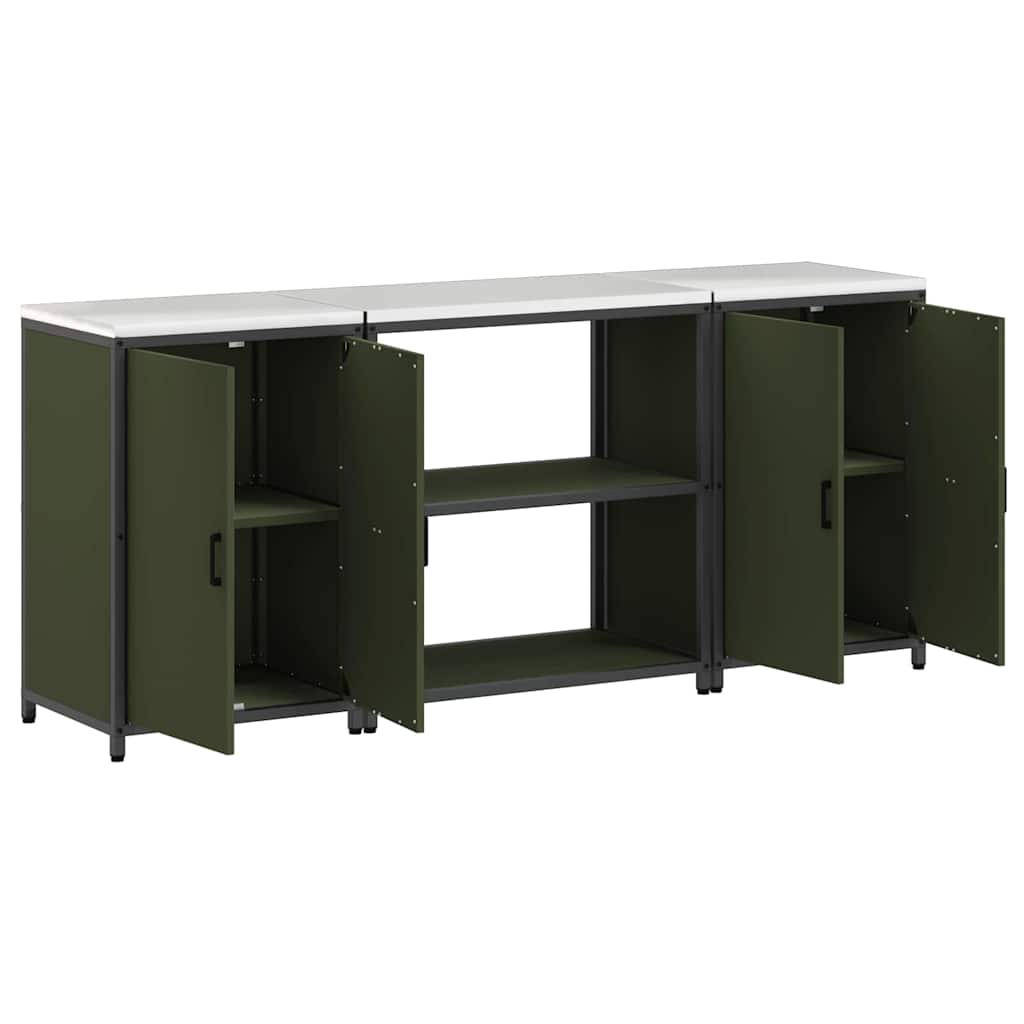 Ensemble de rangement cuisine 3 pcs Vert olive 210 x 50 x 92 cm