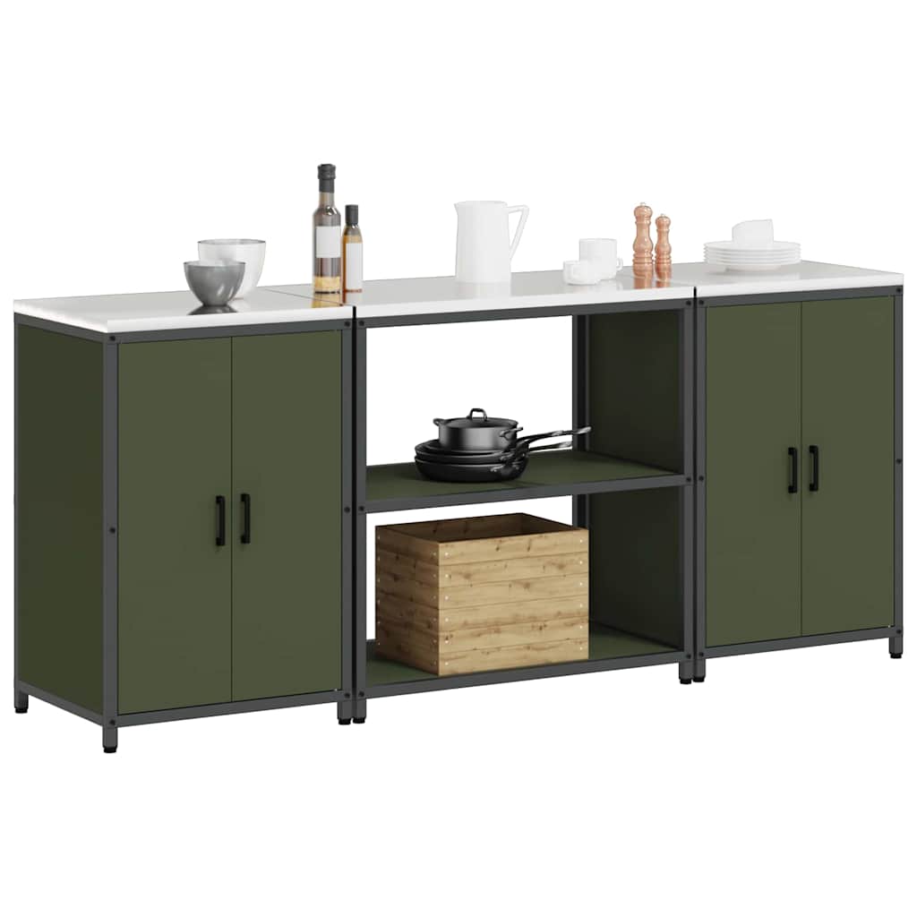 Ensemble de rangement cuisine 3 pcs Vert olive 210 x 50 x 92 cm