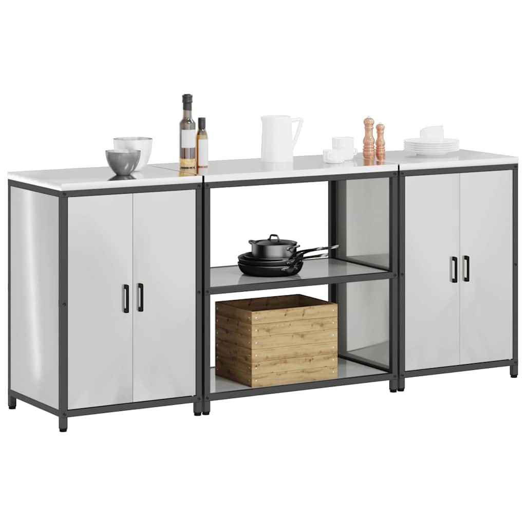 Ensemble de rangement cuisine 3 pcs Argent 210 x 50 x 92 cm