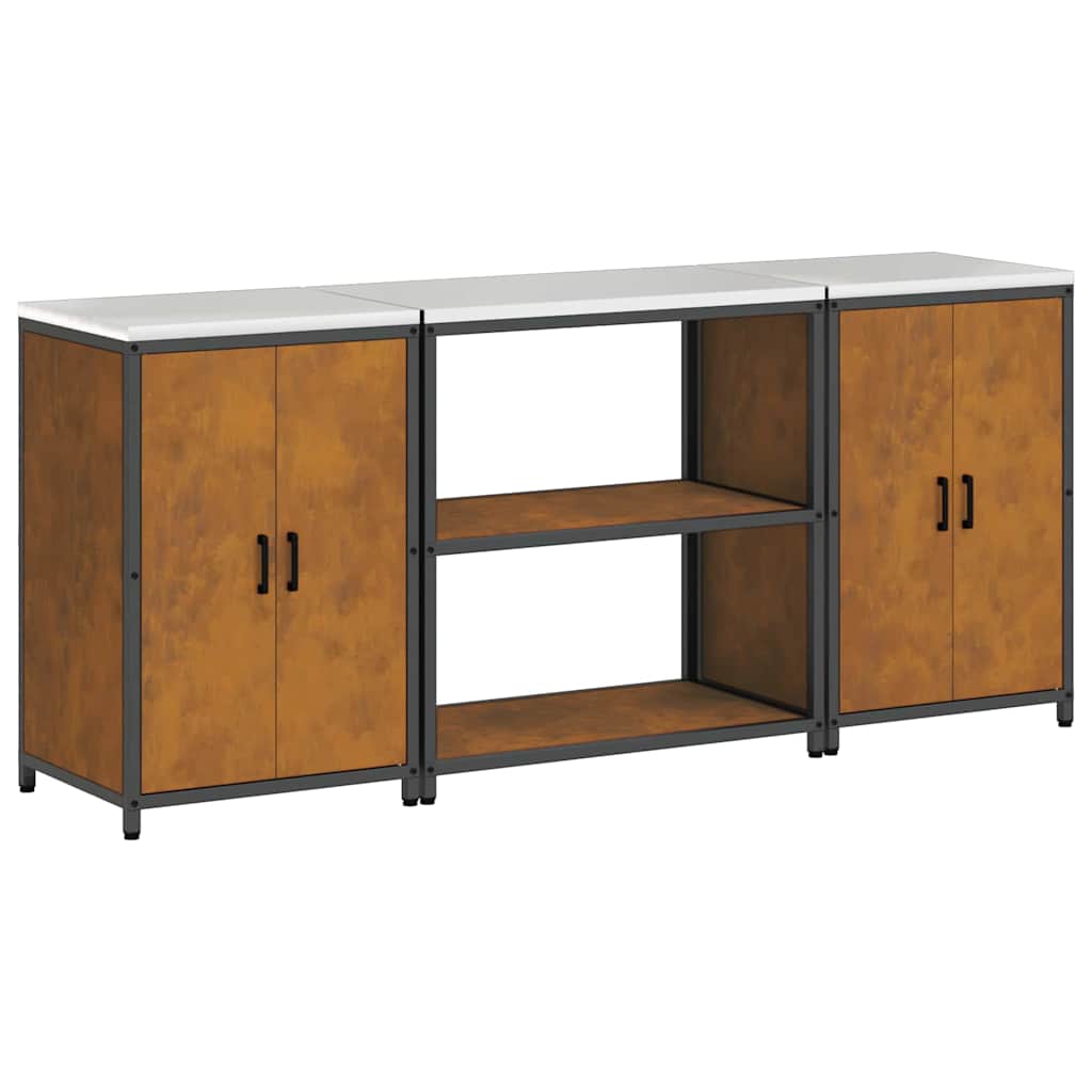 Ensemble de rangement cuisine 3 pcs Rouillé 210 x 50 x 92 cm