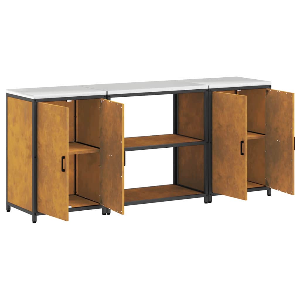 Ensemble de rangement cuisine 3 pcs Rouillé 210 x 50 x 92 cm