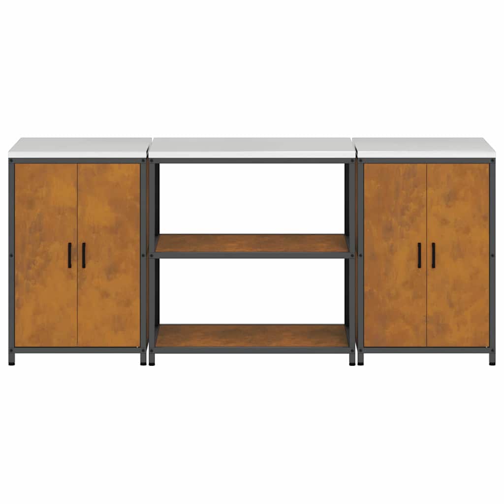 Ensemble de rangement cuisine 3 pcs Rouillé 210 x 50 x 92 cm