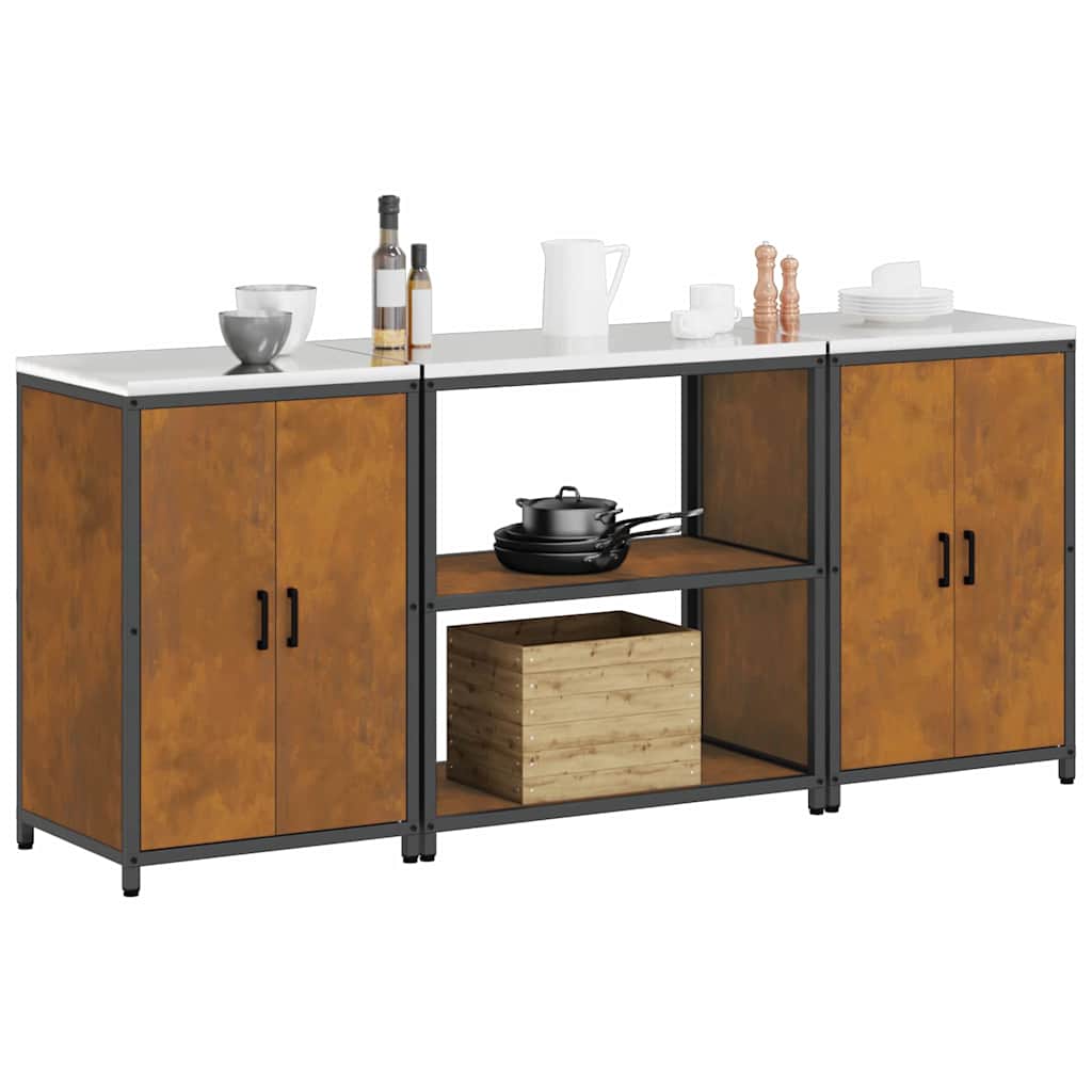 Ensemble de rangement cuisine 3 pcs Rouillé 210 x 50 x 92 cm