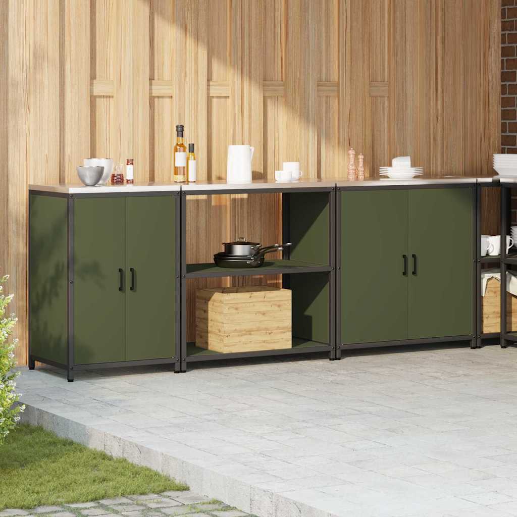 Ensemble de rangement cuisine 3 pcs Vert olive 240 x 50 x 92 cm