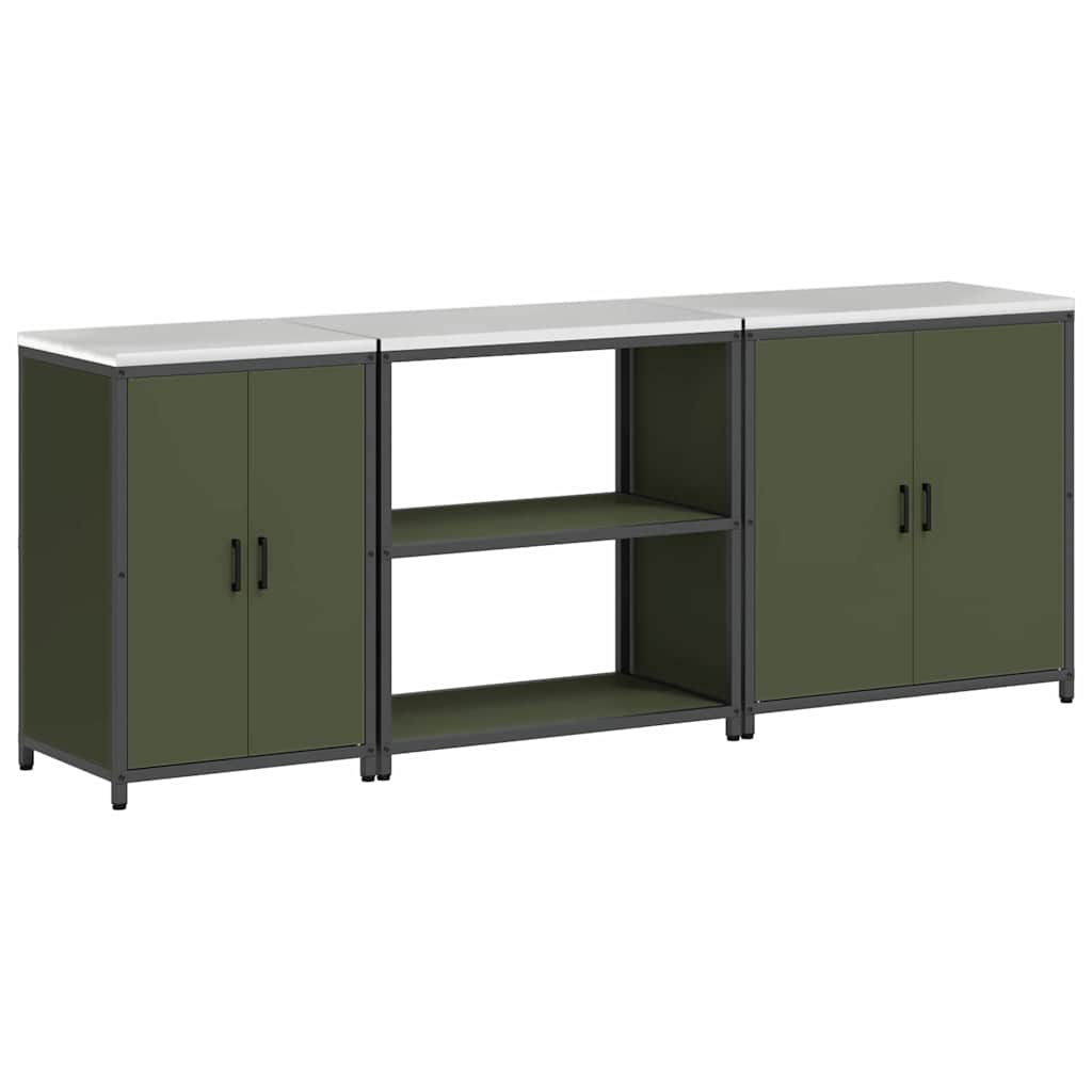Ensemble de rangement cuisine 3 pcs Vert olive 240 x 50 x 92 cm