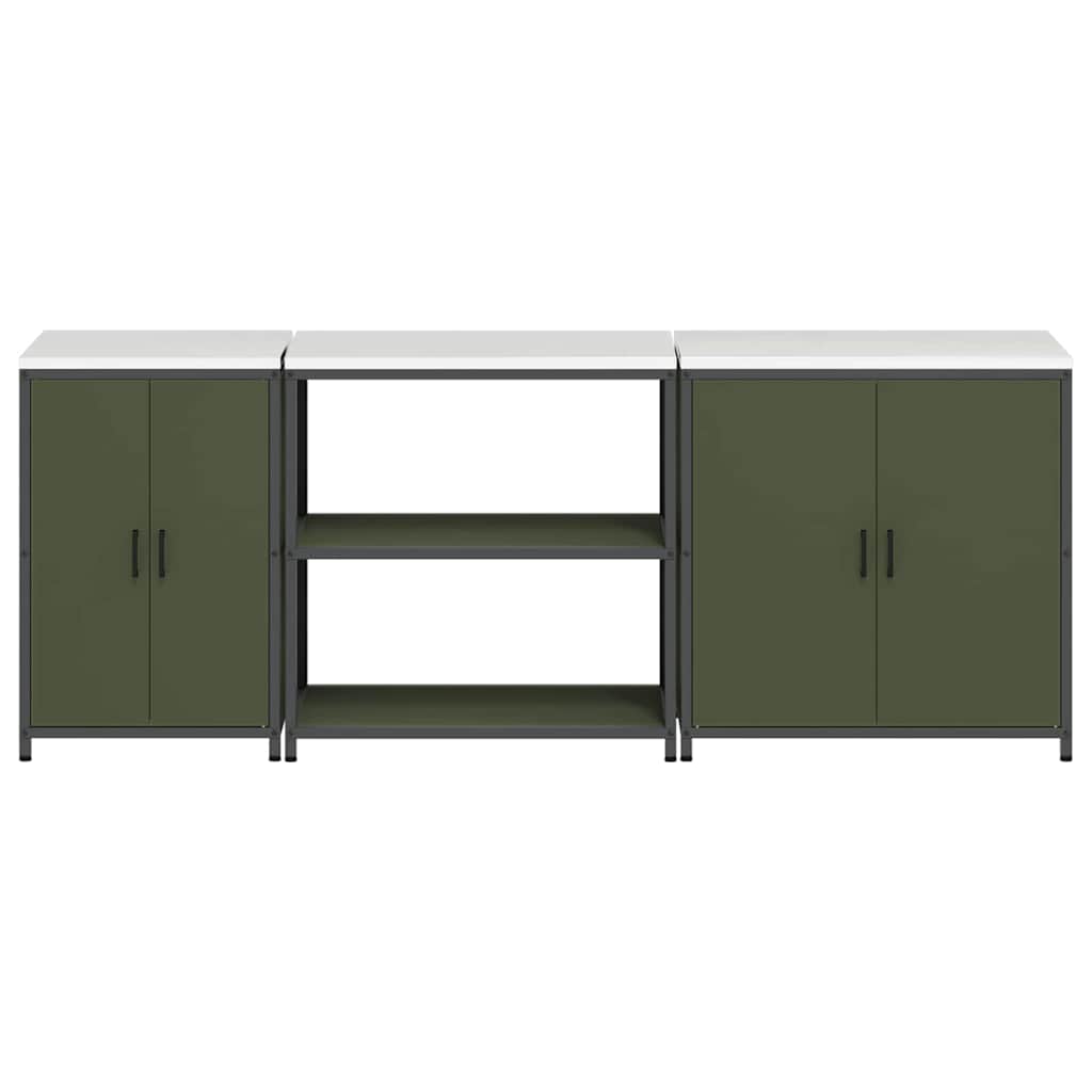 Ensemble de rangement cuisine 3 pcs Vert olive 240 x 50 x 92 cm