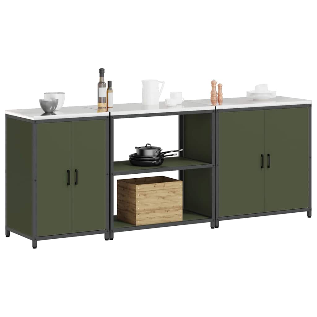 Ensemble de rangement cuisine 3 pcs Vert olive 240 x 50 x 92 cm